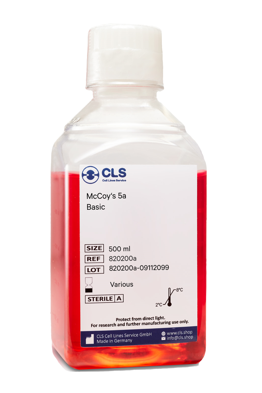 McCoys 5A medium (modified), w: 3.0 g/L Glucose, w: stable Glutamine, w: 2.0 mM Sodium pyruvate, w: 2.2 g/L NaHCO3
