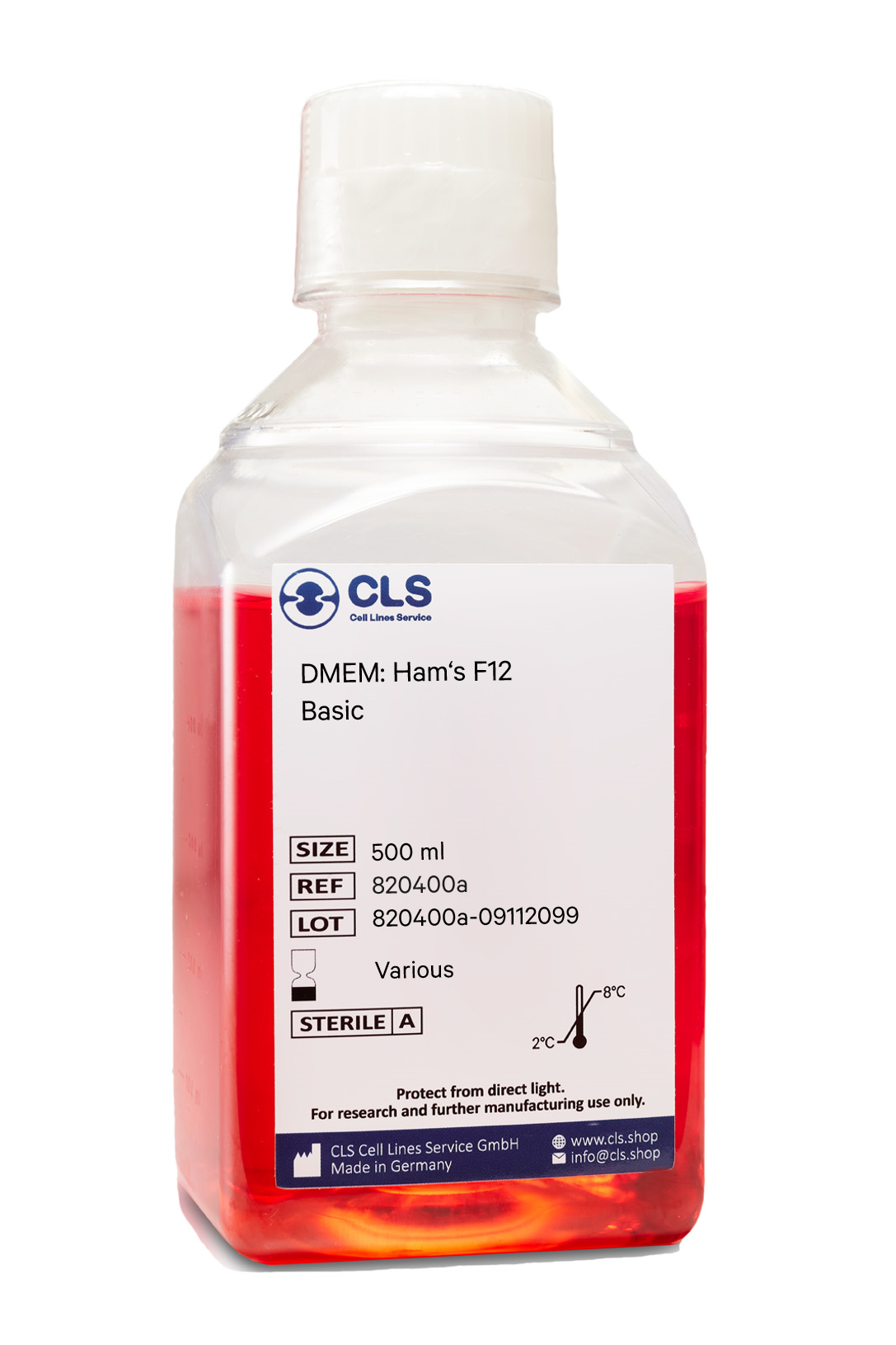 DMEM:Ham's F12 (1:1), w: 3.1 g/L Glucose, w: 1.6 mM L-Glutamine, w: 15 mM HEPES, w: 1.0 mM Sodium pyruvate, w: 1.2 g/L NaHCO3