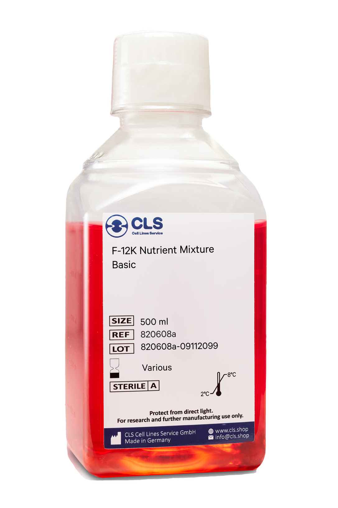 Ham's F12K Medium, w: 2.0 mM L-Glutamine, w: 2.0 mM Sodium pyruvate, w: 2.5 g/L NaHCO3